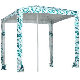 Outsunny Quick Beach Cabana Canopy Umbrella, 6.5' Easy-Assembly Sun-Shade Shelter with Sandbags and Carry Bag, Cool UV50+ Fits Kids & Family