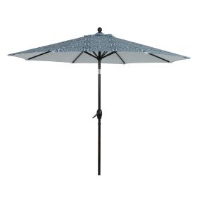 9' Blue and Green Medallion Patio Umbrella Crank Lift and 3 Position Tilt