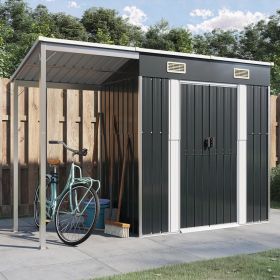 Garden Shed with Extended Roof Anthracite 109.1"x43.5"x71.3" Steel