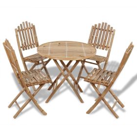 5 Piece Folding Patio Dining Set Bamboo
