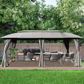 Gazebo 10x20FT, Outdoor Gazebo with Double Roofs, Privacy Curtains, Mosquito Nettings, Heavy Duty Metal Frame Party Tent Canopy for Patio, Backya