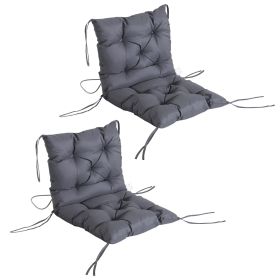 Patio Chair Cushions Set of 2, 39" x 20" x 3" Outdoor Tufted Cushion Set with Ties for Indoor Outdoor Garden Furniture, Dark Grey