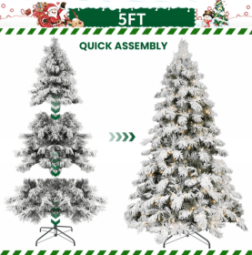 5.6.7.8ft PVC Flocked Tree  Memory Wire Power Pole (Option: 5foot PVC plush tree)