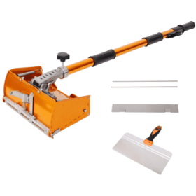 Adjustable Drywall Finishing Tool Plaster Box,With Extendable Handel,With 1PC Mudguard, 2PCS Stainless Steel Blade,1PC 12inch Metal Putty Scraper (Color: Orange)