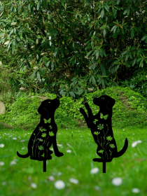 2pcs Metal Dog Garden Decor,Adorable Puppy Silhouette Stakes Decorative Outdoor (Option: Look at the picture)
