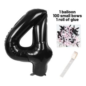 40 Inch Black Number Balloons With  Ribbon Bow 1 Roll Glue Point (Option: W13613491)