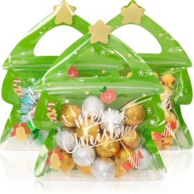 Resealable Christmas Gift Bags,24Pcs Special Shaped Christmas Gift Bags With Handles For Christmas Holiday Party Candy Small Gift Wrapping Suppli (Color: Green)