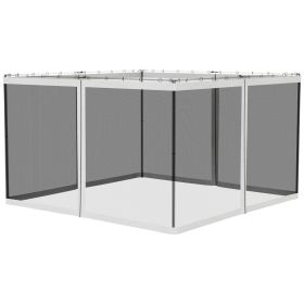 Outsunny 10' X 12' Replacement Mesh Sidewall Netting For Patio Gazebos And Canopy Tents With Zippers (Color: White)