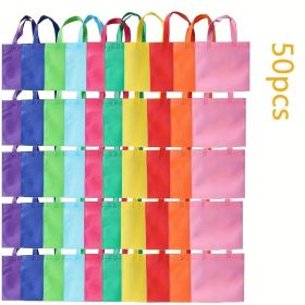 50-pack Reusable Non-woven Gift Bags With Colorful Handles And Non-slip Folding Design, Perfect For Wedding Party Gifts (Option: 50pack)