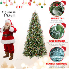 4ft PEPVC Tree Red Fruit35pcs Pine Cone35pcs (Option: 8foot PEPVC tree)