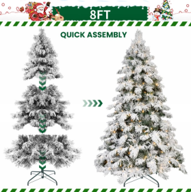 5.6.7.8ft PVC Flocked Tree  Memory Wire Power Pole (Option: 8foot PVC plush tree)