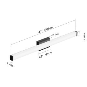 Black Modern Bathroom Light Fixtures Over Mirror 41 Inch LED Vanity Lights Bar For Bath (Color: Black)