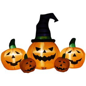 Outsunny 73L Inflatable Halloween Decoration,5 Pumpkin, Blow Up Outdoor LED Yard Display, Waterproof (Option: Multicolor)