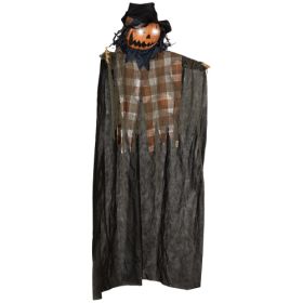 HOMCOM 6 Life Size Halloween Hanging Pumpkin Ghost Decoration, Light-up Eyes And Creepy Talking, Sound Activated Prop For Indoor Or Covered Outdo (Option: Multicolor)
