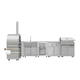 TMG Living Kitchen Pro Series 7-Piece Stainless Steel Modular Outdoor Kitchen Suite Set, 35" Refrigerator Cabinet, 32" BBQ, 4-Burner Gas Grill, S (Material: Box 07)