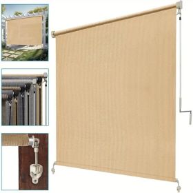 Outdoor Sun Shade Screen for Patio Gazebo Porch Cordless Roll Up Design UV Protection Roller Blind for Deck Balcony Backyard Garden Pergola Priva (Color: Sesame, size: 72*96inch)